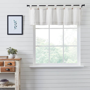 Stitched Burlap White Valance Curtain 16x60 VHC Brands - The Fox Decor
